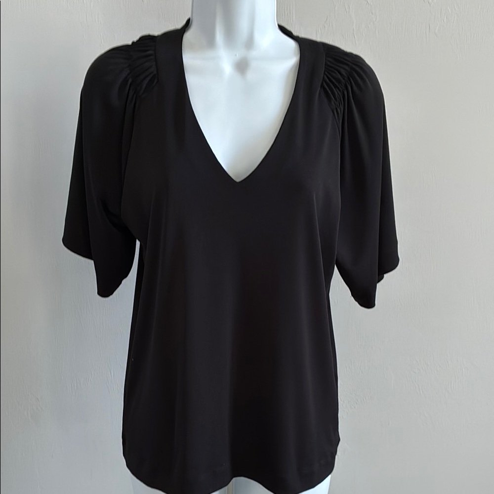 Banana Republic Black V-Neck Pullover Blouse Top- Sm